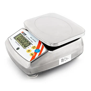 Water resistant digital weighing scale with backlight display and multiple unit options
